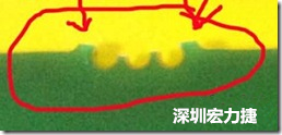郵票孔設(shè)計不佳，分板后產(chǎn)生突出點毛邊超出了成型線，需人工后處理磨平，不但浪費人力也浪費工時，增加成本