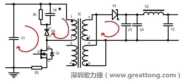 元件布局的時候，要優(yōu)先考慮高頻脈沖電流和大電流的環(huán)路面積，盡可能地減小,以抑制開關(guān)電源的輻射干擾
