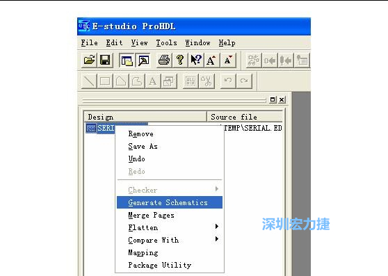 4．右鍵點擊 Serial.EDF 文件，選擇 Generate Schamatics：