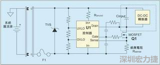 圖1：一個(gè)簡(jiǎn)單的-48V熱插拔電路。