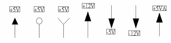 電源符號(hào)有下列幾種，可使用鍵盤 [Ctrl + Tab] 鍵切換：