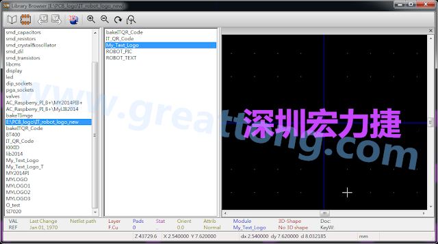 進行相同的程序， 目前這個Library IT_robot_logo_new.mod就包含了多個footprint于其內(nèi)。
